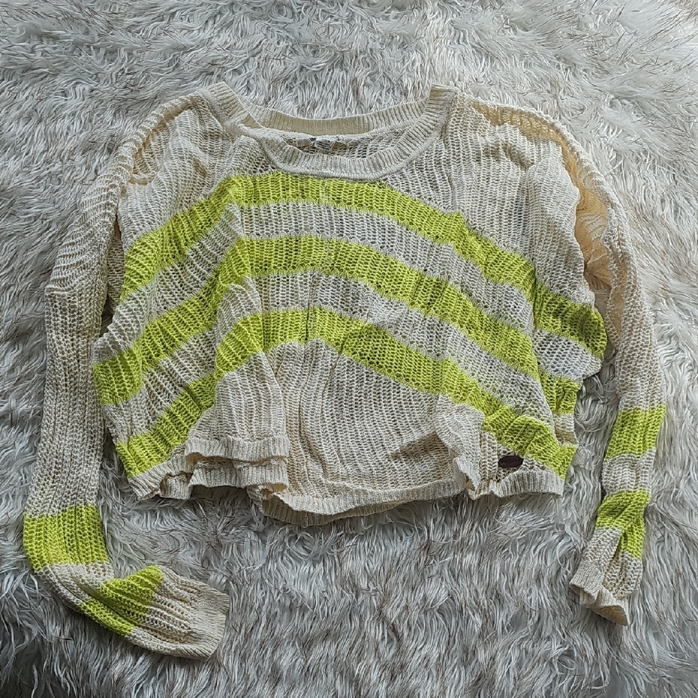 Striped Knit Sweater in Cream and Yellow